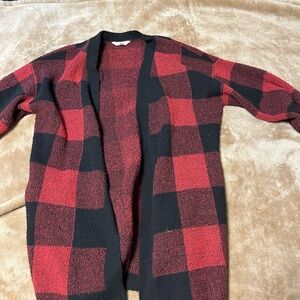Time and Tru Red and Black Knit Cardigan